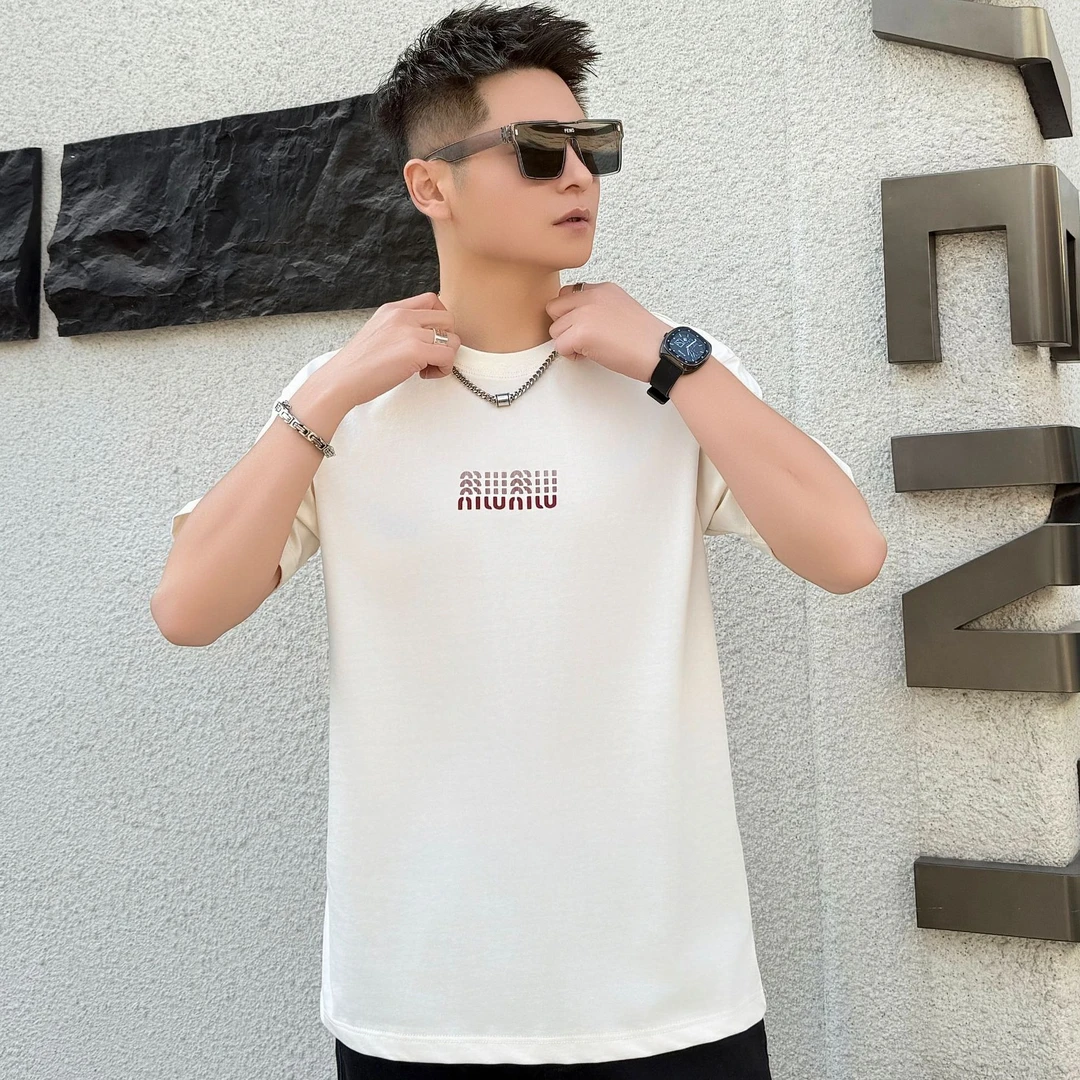 【冰感丝光印花潮流短袖】夏季新款圆领百搭印花T恤-66027