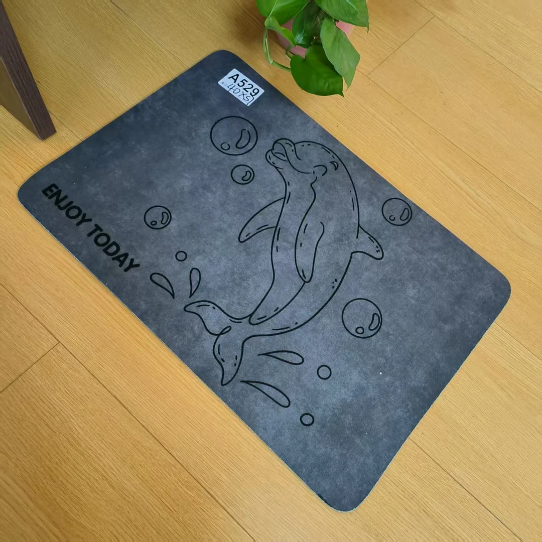 A529灰色可爱海豚地垫40*60