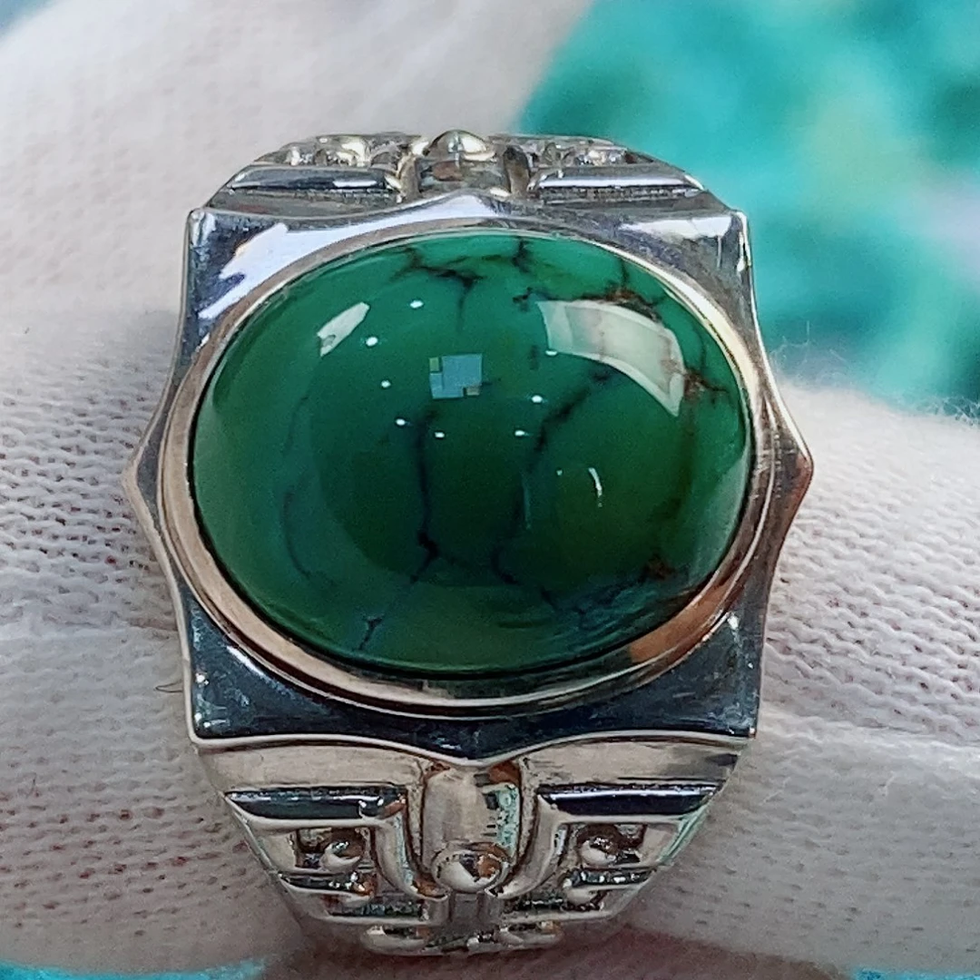 绿松石银S925镶嵌原矿无优化