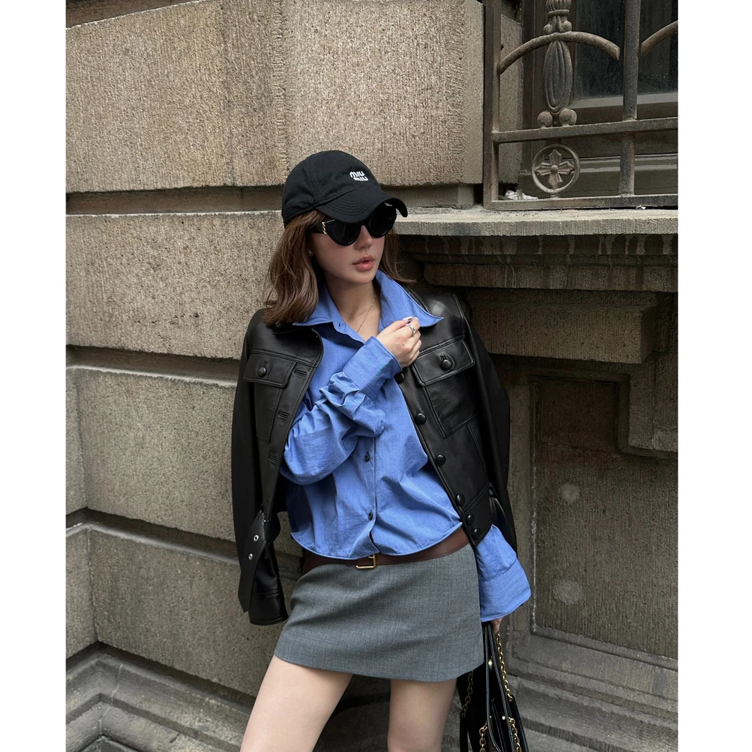 ANNA FRE 秋季新款羊毛显瘦设计感时尚短款腰带半身裙ZCS25692