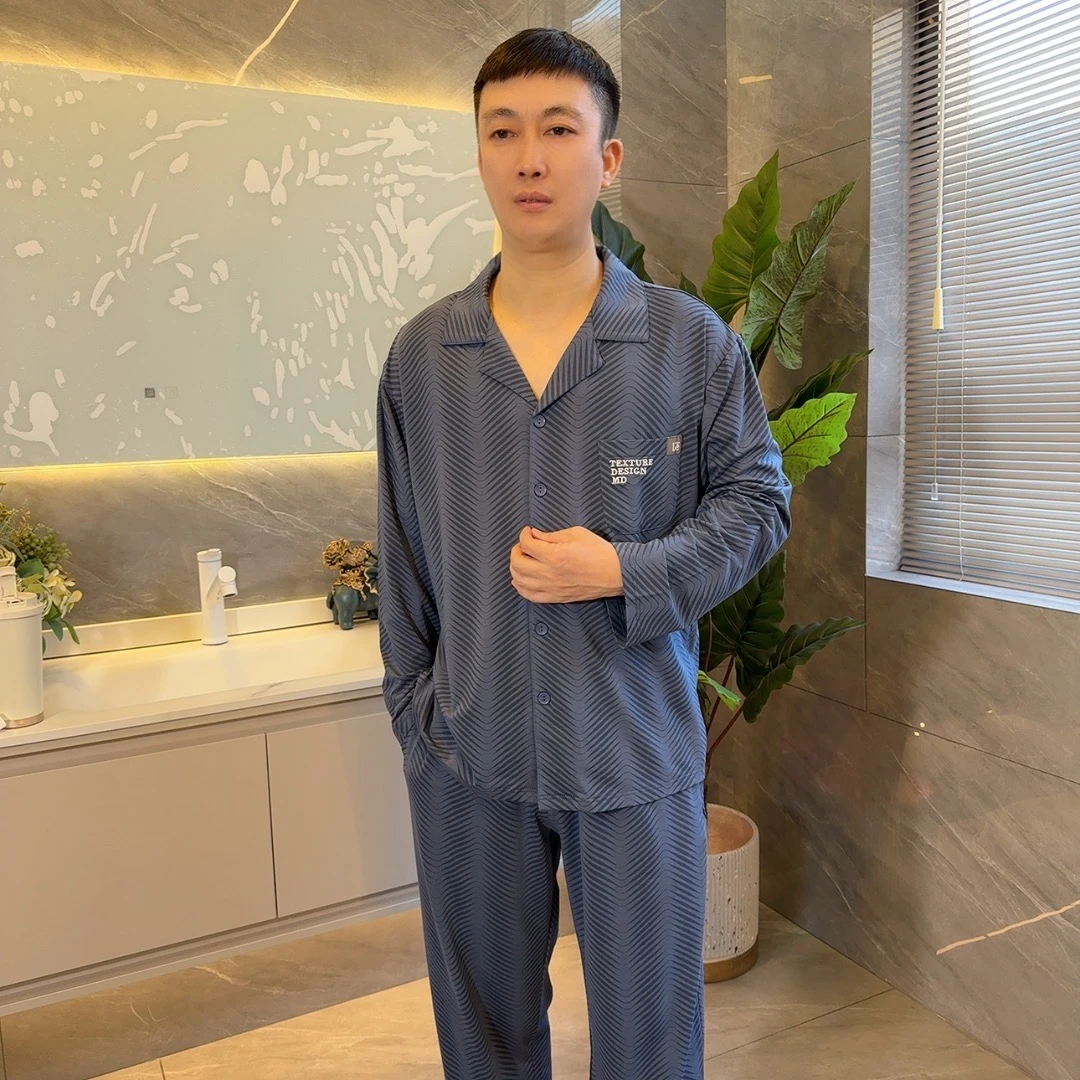 男士新款莫代尔棉（灰色～蓝色）薄棉长袖长裤睡衣家居服