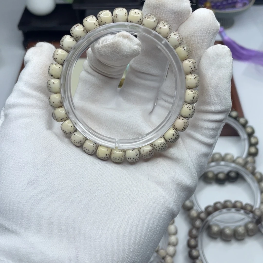 星月菩提手串8×7河豚石玉料B03