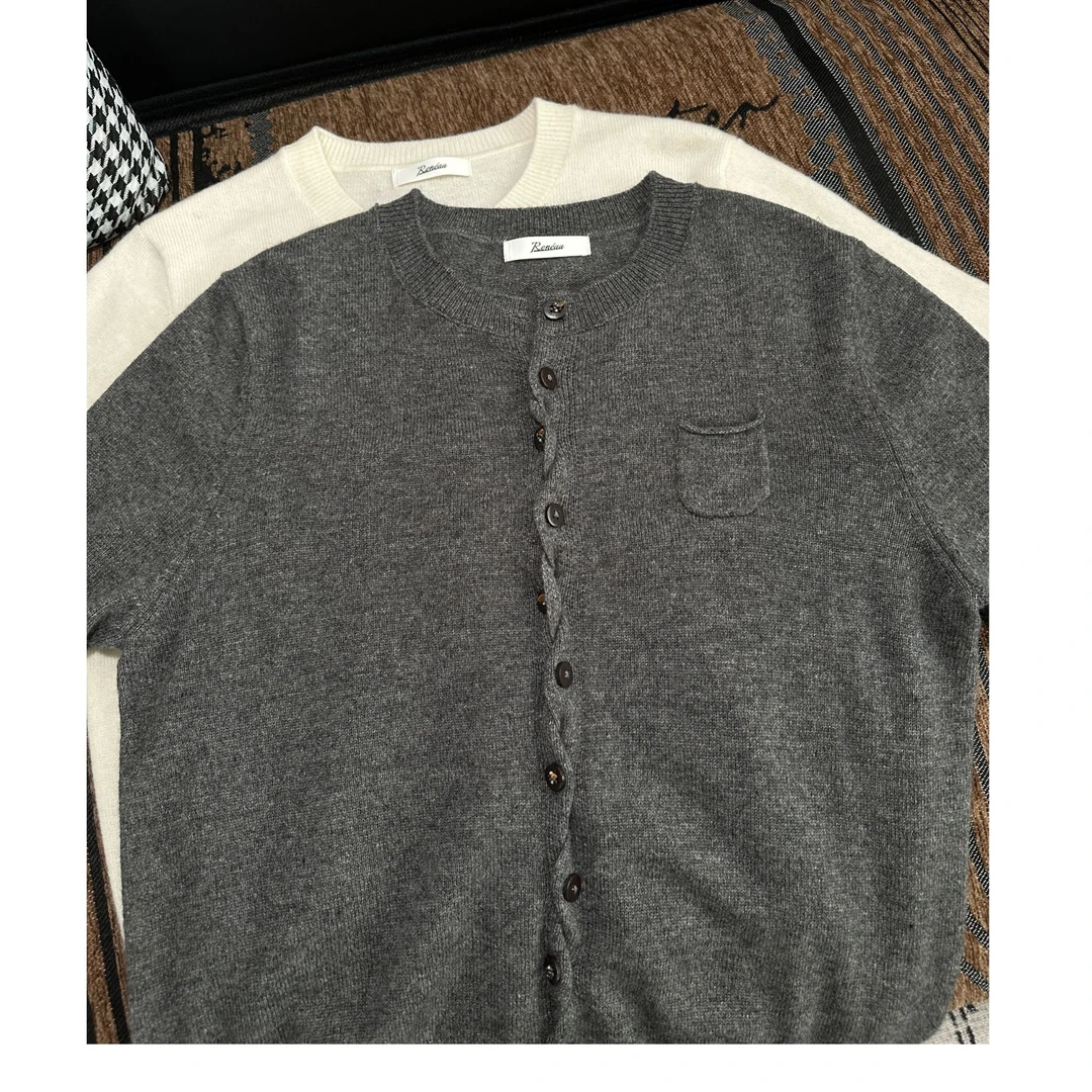 针织衫圆领女款羊毛羊绒混纺针织衫