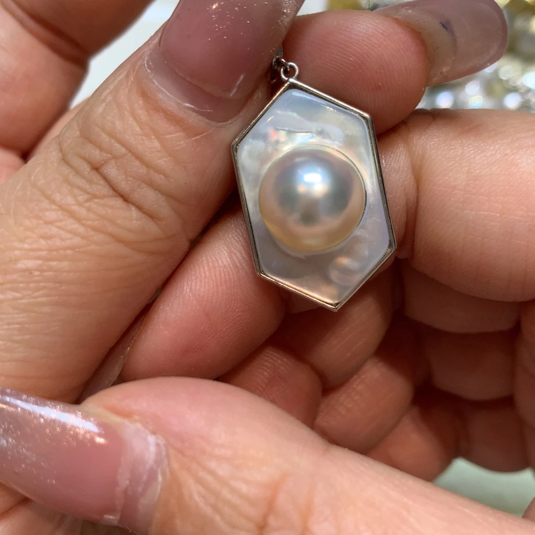 海水珍珠颈饰银S925镶嵌