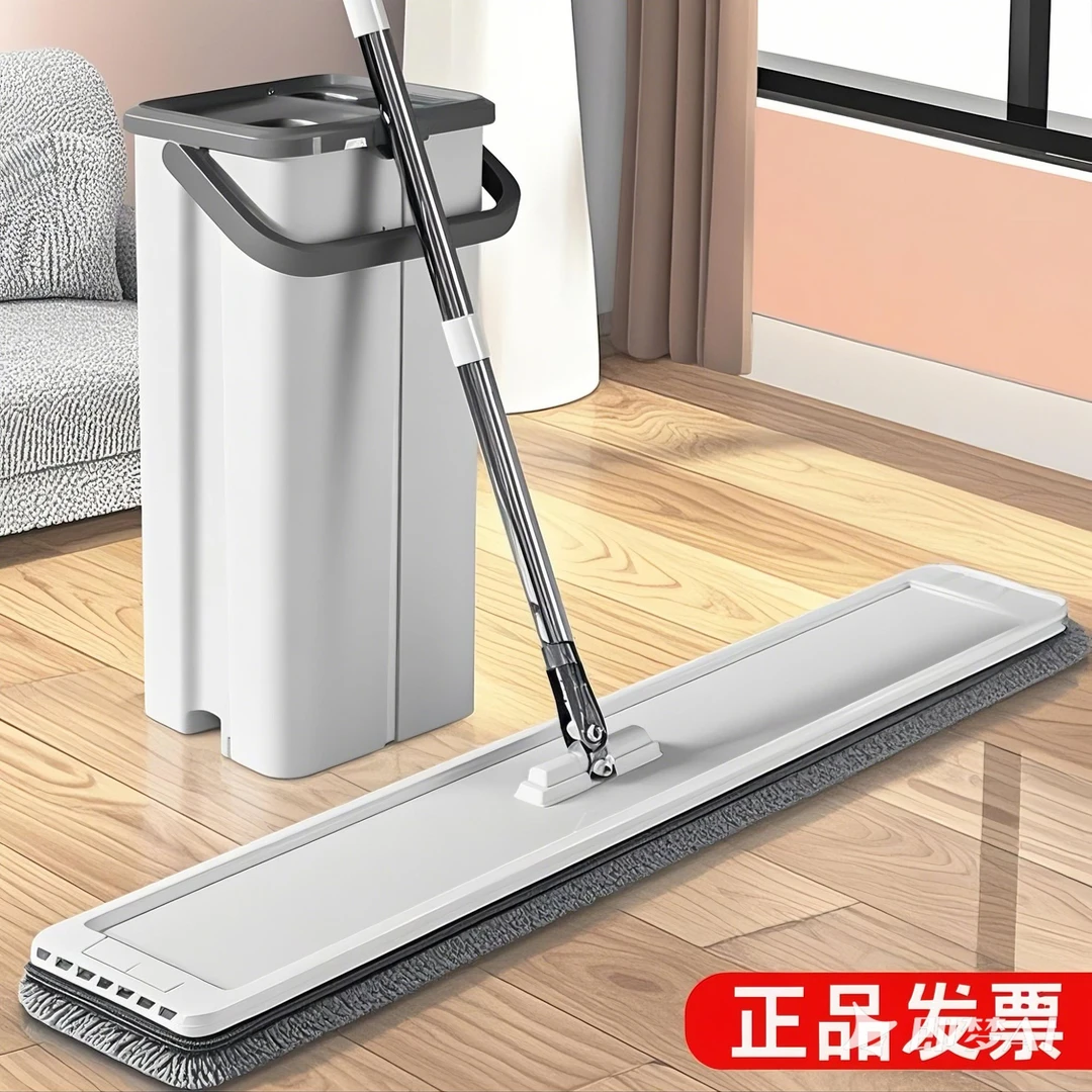 2025新款大号免手洗刮刮乐平板拖把家用懒人拖地神器一拖净墩布桶