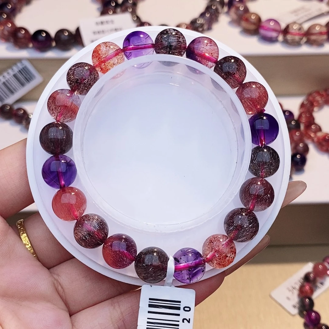 水晶手链未镶嵌黑加侖超七9+