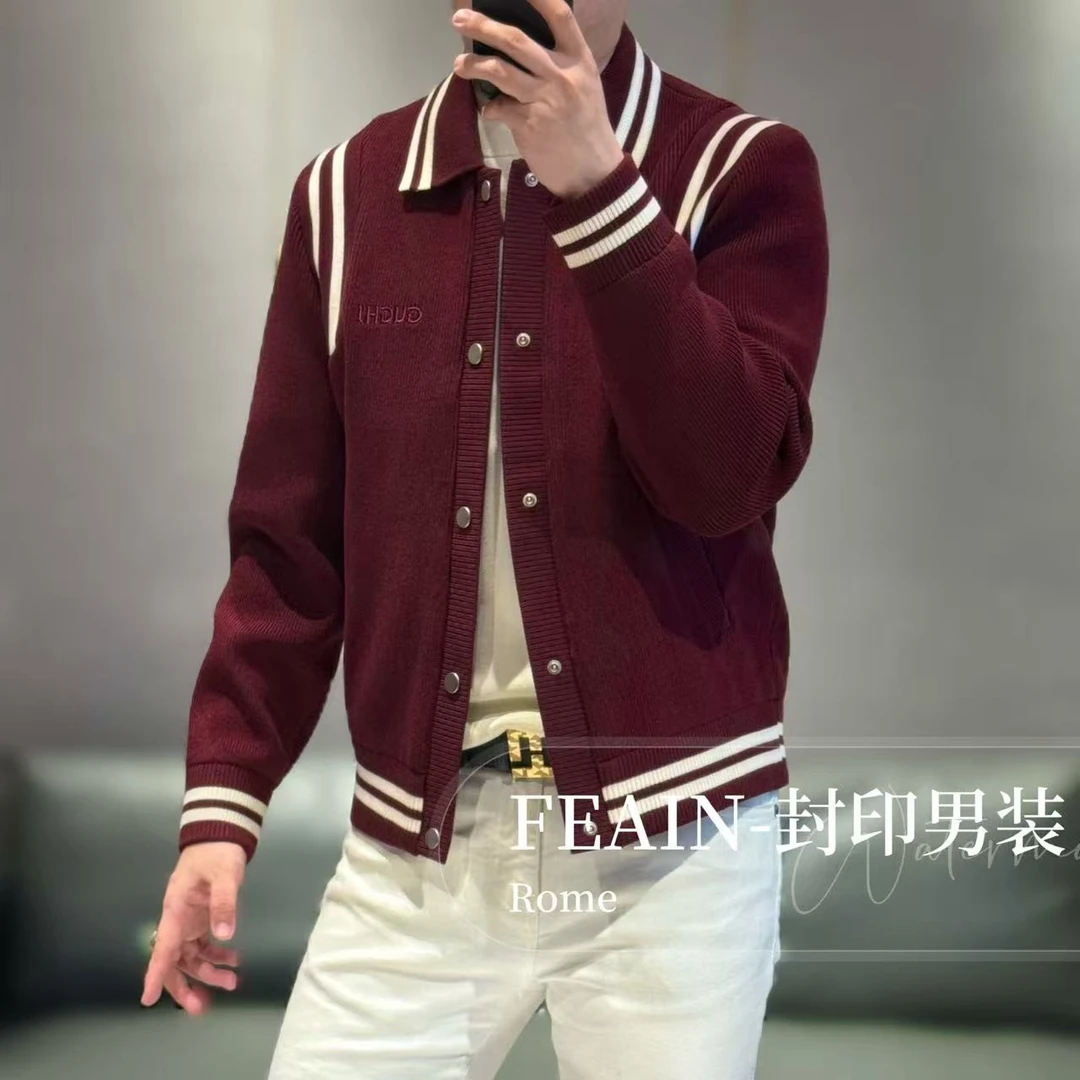 【雷迪凯奇】澳洲美利奴羊毛混纺立体撞色设计针织夹克5171