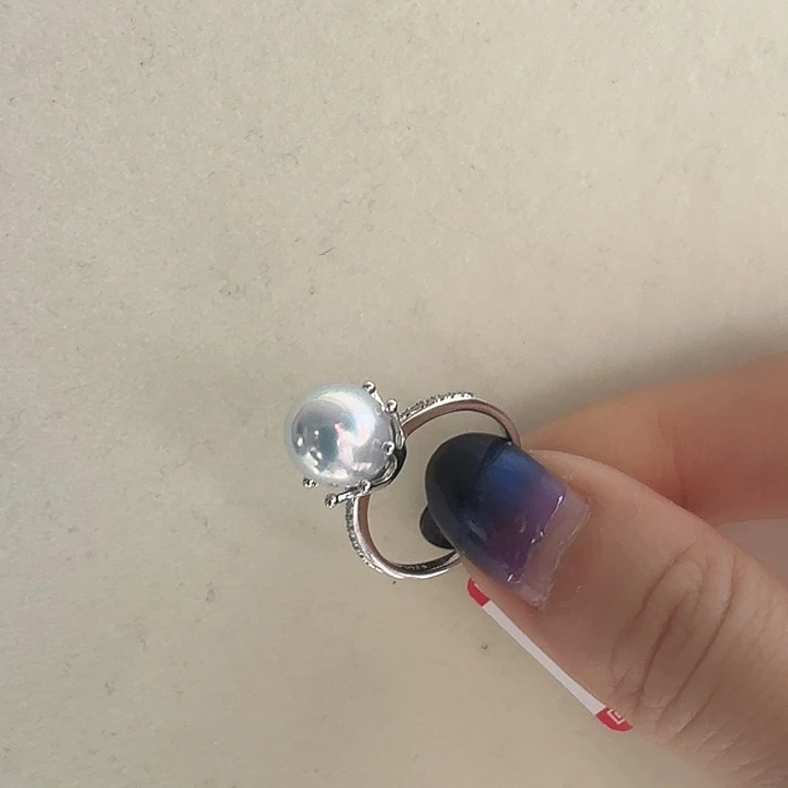 维***维淡水珍珠戒指银S925镶嵌皇冠戒指