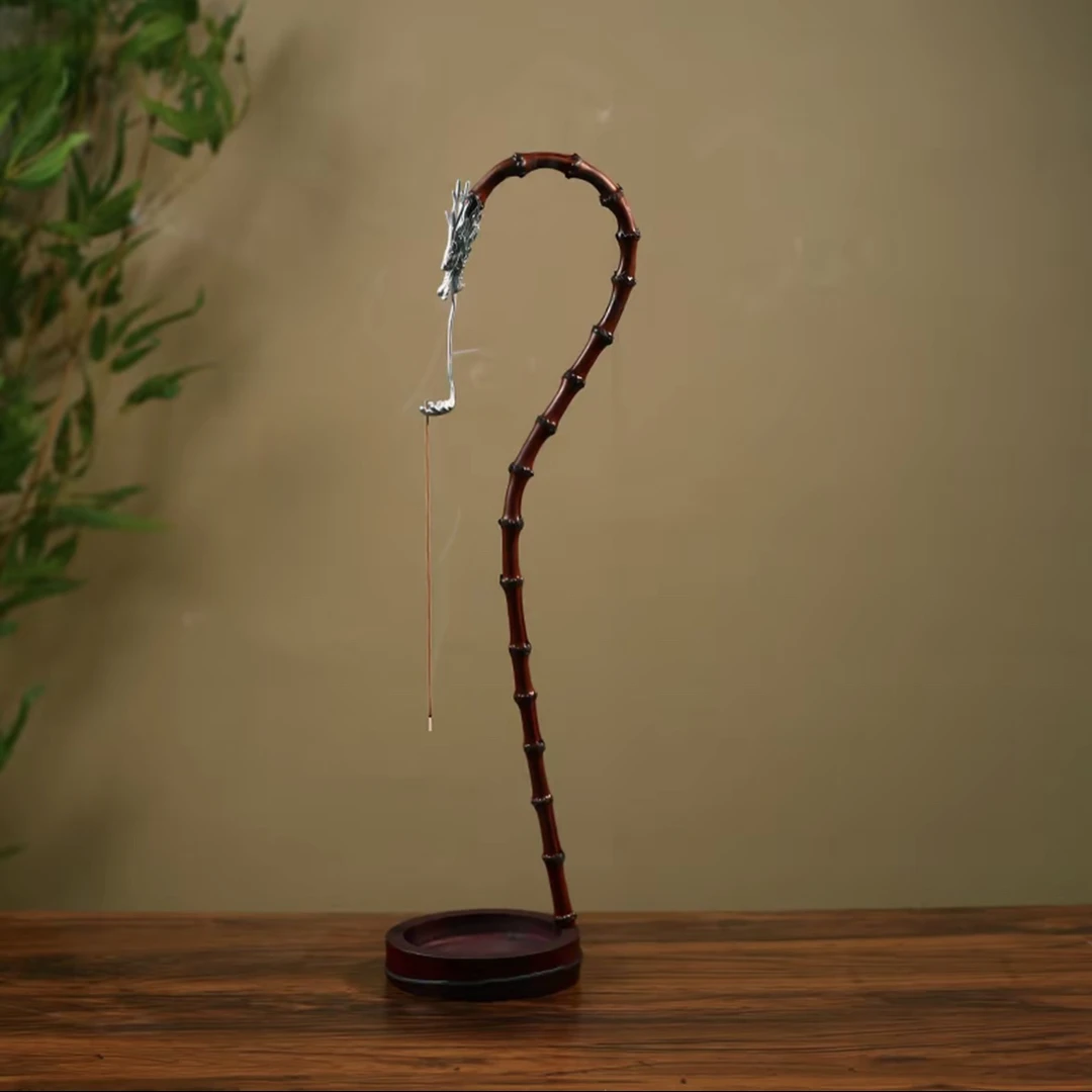 古篱古锡龙挂香竹鞭手工制作龙头造型通用倒流香线香底座香插