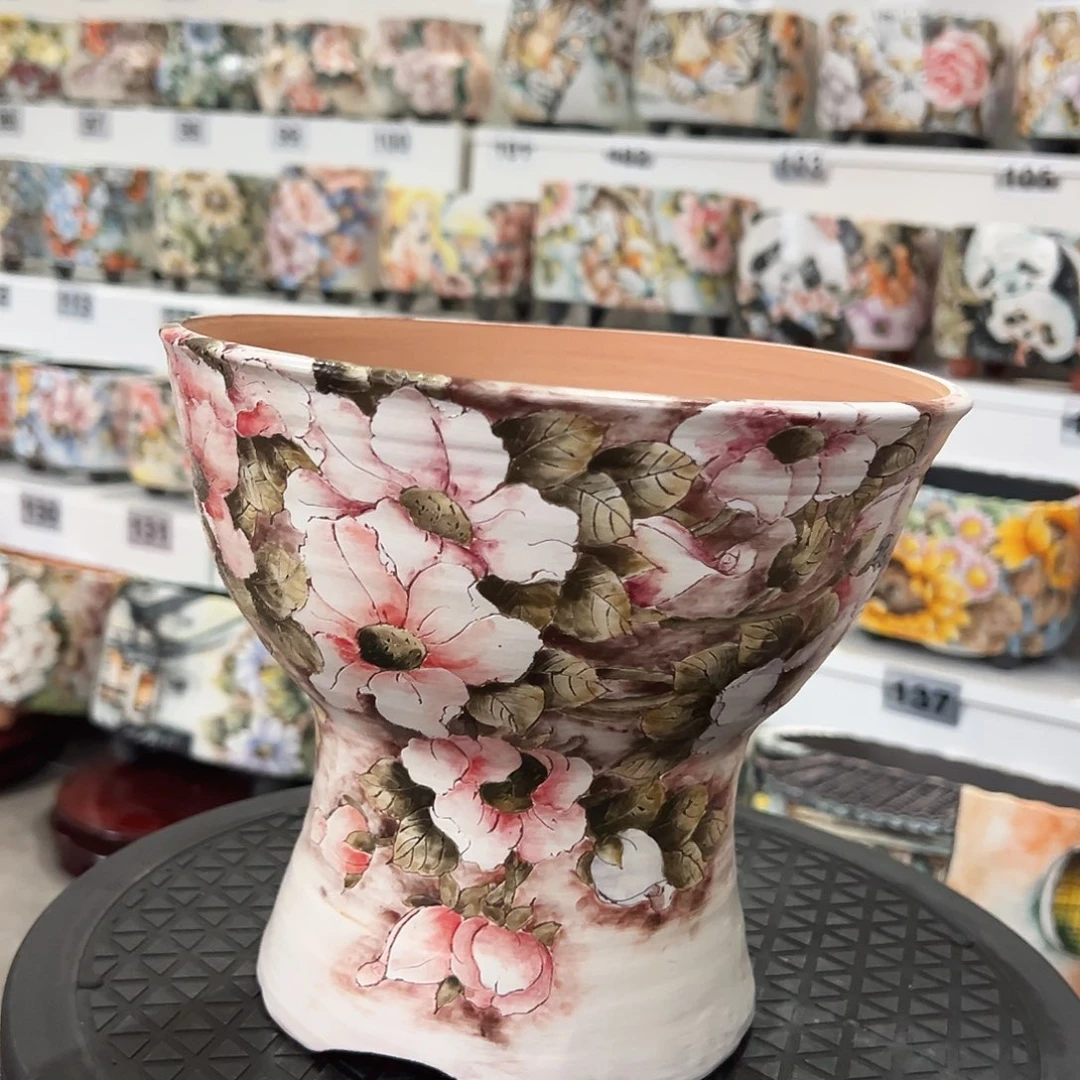 手绘陶瓷花盆口20高17.8