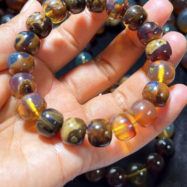 未镶嵌琥珀手链墨*缅甸天然琥珀手串