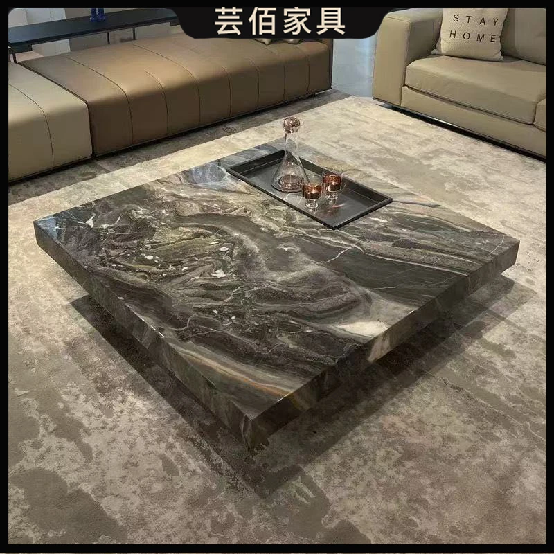 【居然优选】意式极简方形岩板茶几客厅家用轻奢大理石悬浮高档茶几