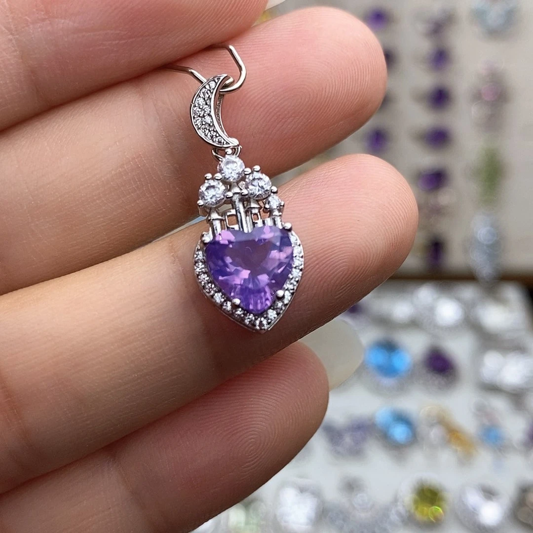 吊坠(不含链)银S925镶嵌水晶紫玉晶需要证书备注