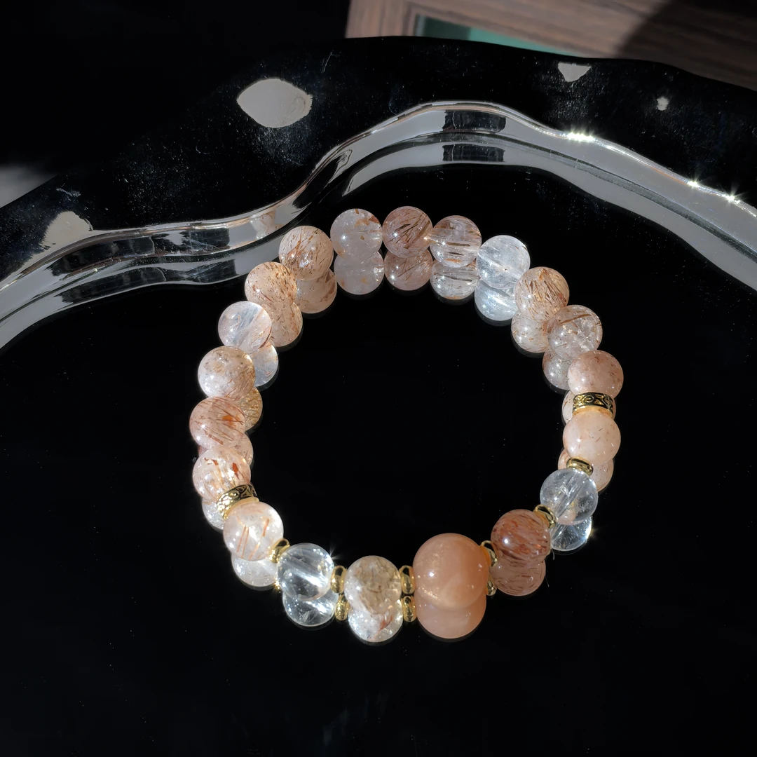 【熠熠生辉】天然水晶黑超七轻奢设计款女神手链手串A055