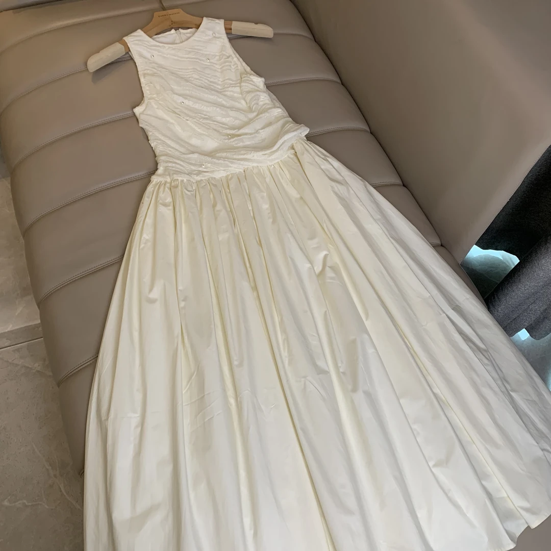 【左萌】夏季日常度假风泡泡袖连衣裙长裙