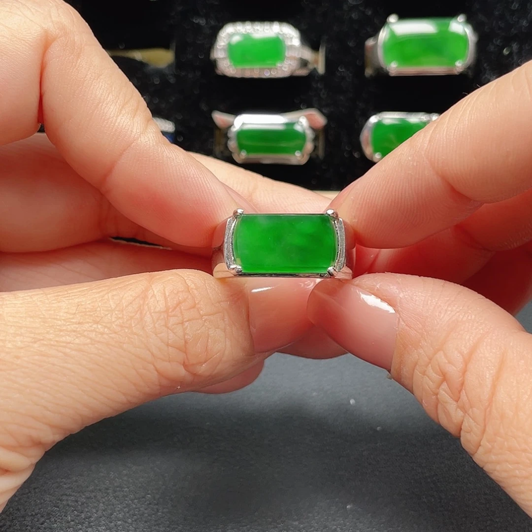 主***者翡翠银S925镶嵌戒指男戒没运费险3975