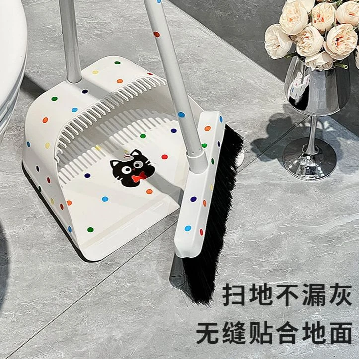 卡通猫波点带齿扫把簸箕套装组合家用新款扫帚刮水扫地不粘头发