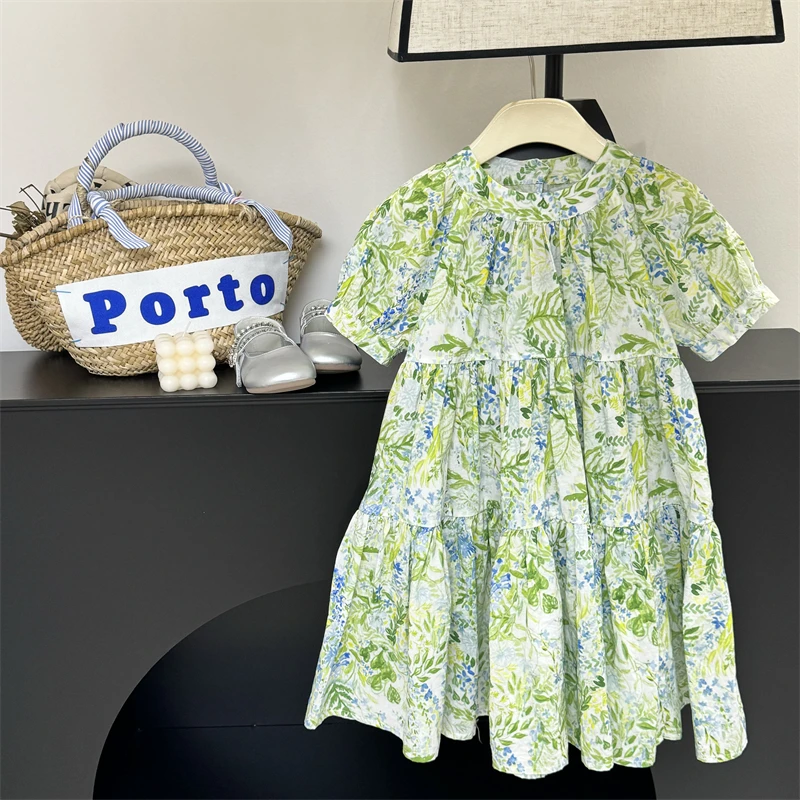 【现货】leomama儿童连衣裙夏季洋气短袖裙子宽松甜美女童碎花裙