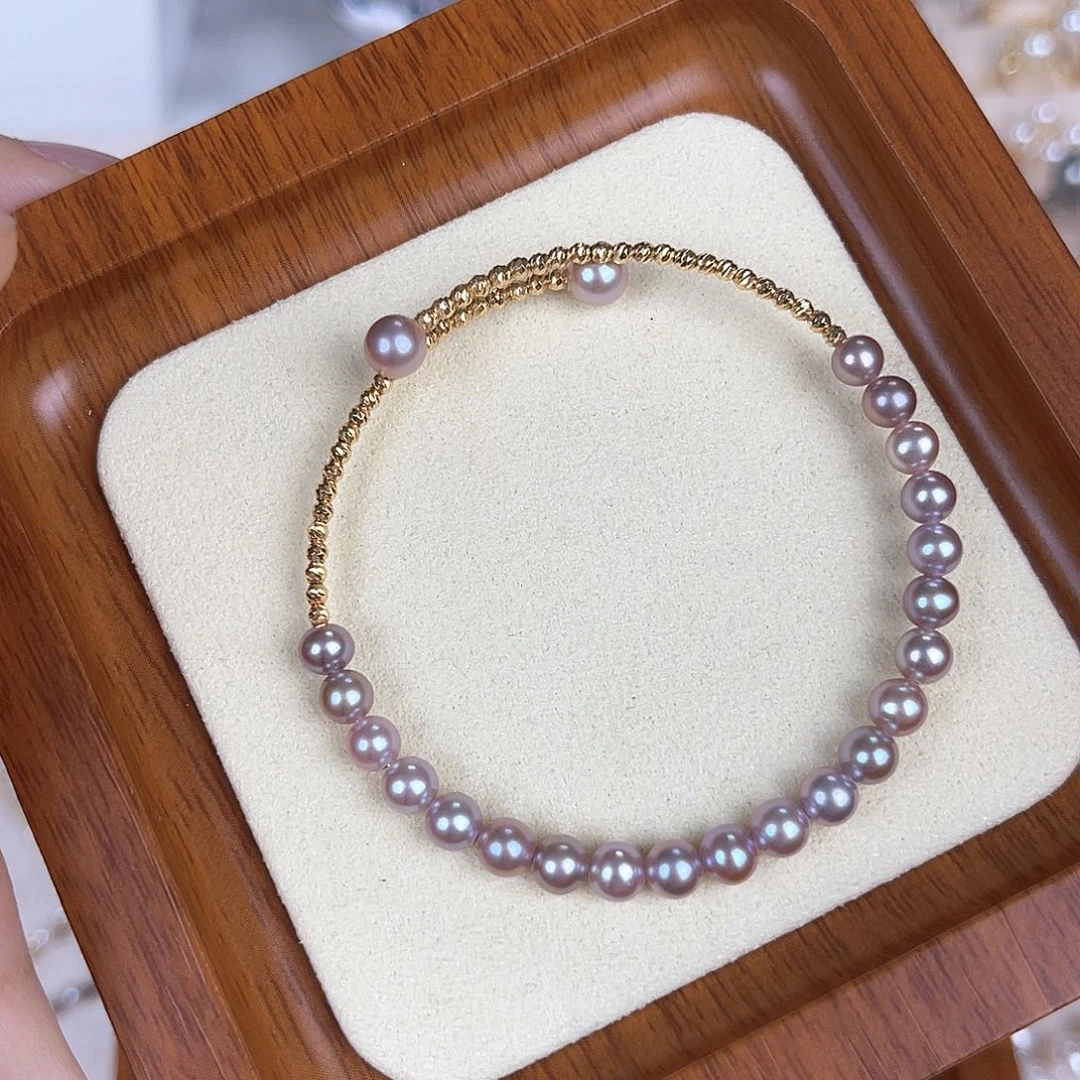 淡水珍珠手镯18K金镶嵌