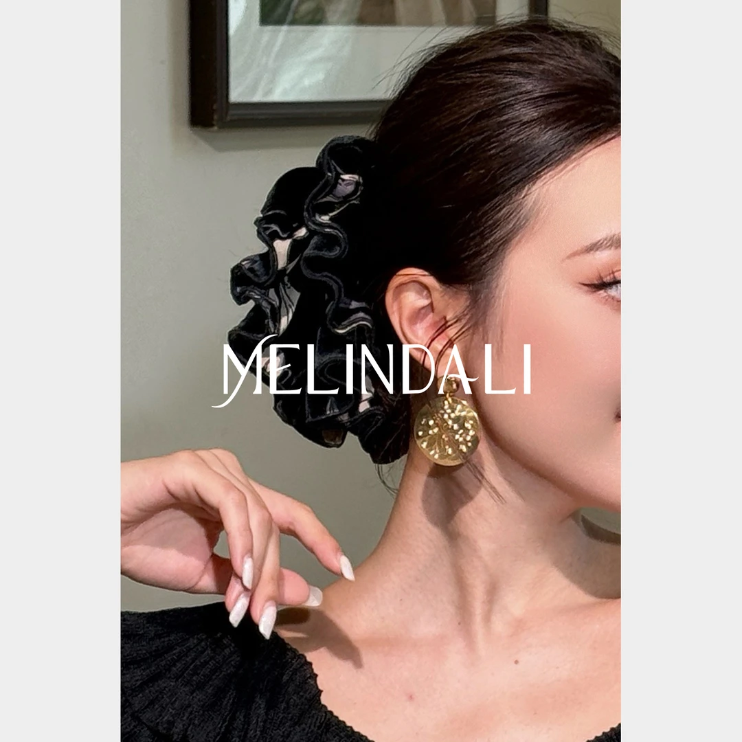 Melinda Li法式轻奢桑蚕丝树脂仿玉石吊坠方形发圈马尾