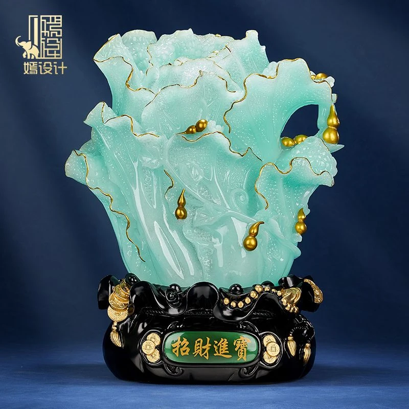 玉白菜摆件家居酒柜装饰品乔迁新居开业礼物品