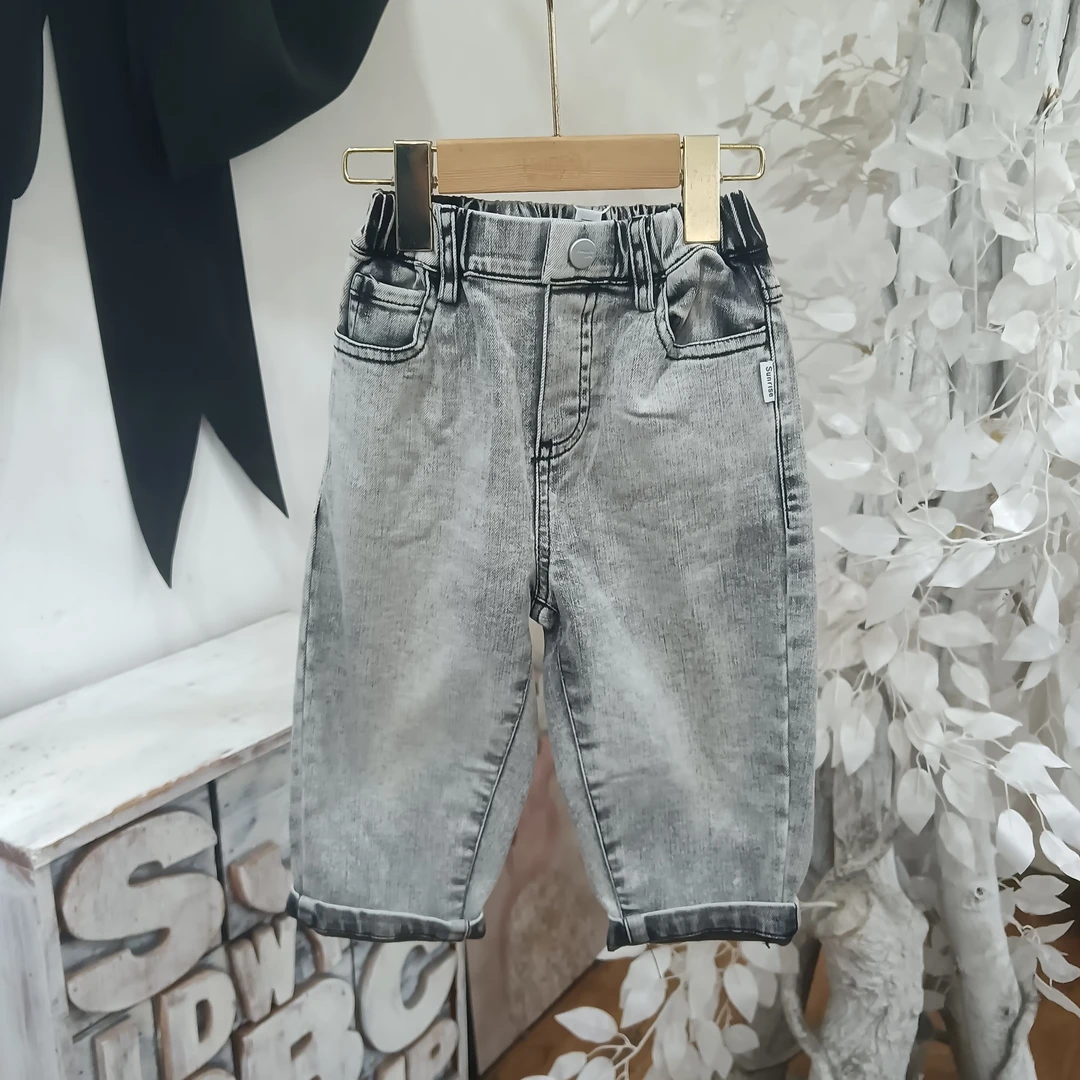 AA515灰色绒牛仔裤/啵里