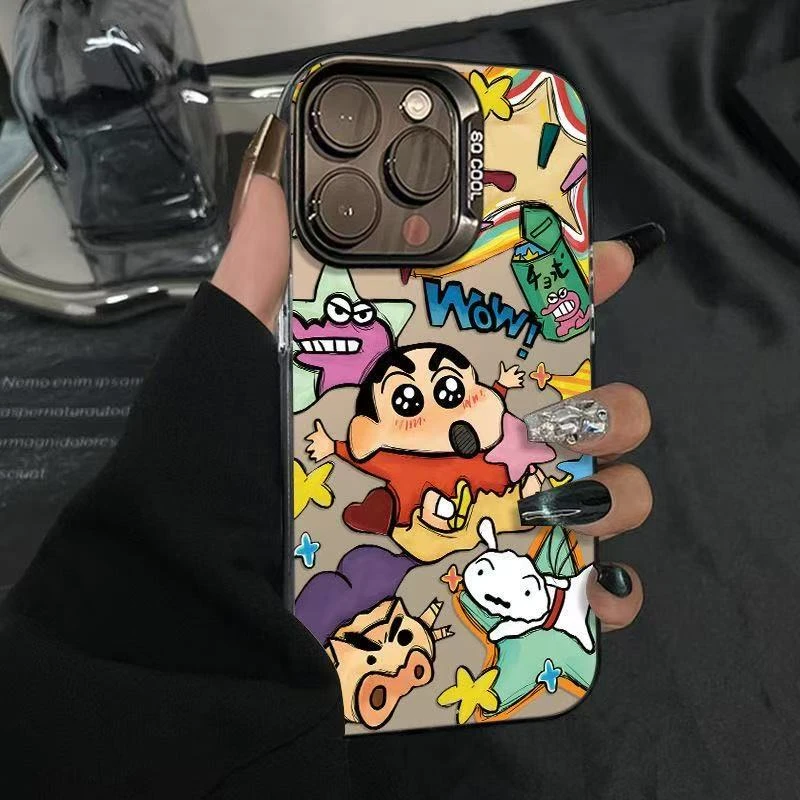 彩银蜡笔小新适用苹果16ProMax手机壳15Pro苹果iPhone17男14女13P