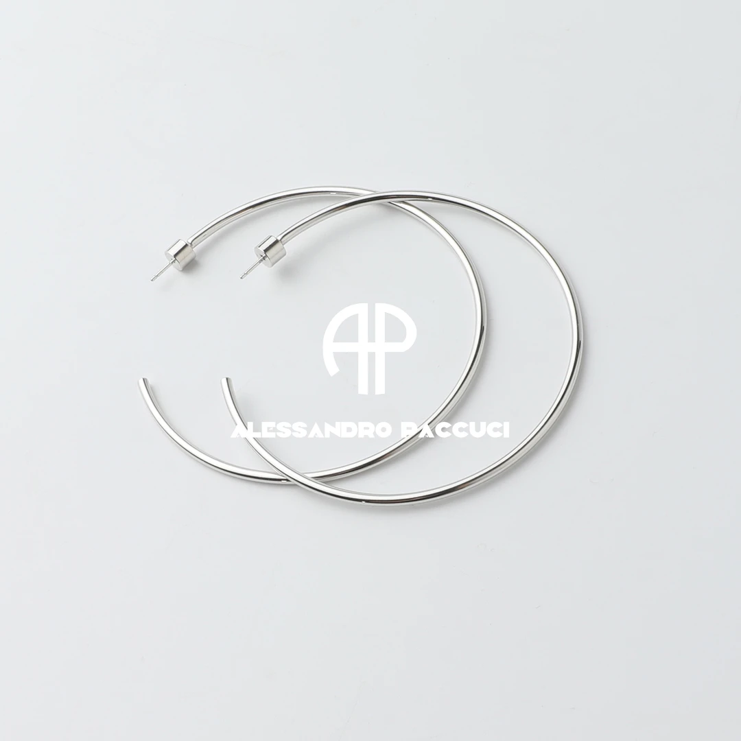 黄铜耳饰 AP洛哥53072EE 大C形银色简约素圈百搭时尚个性耳环