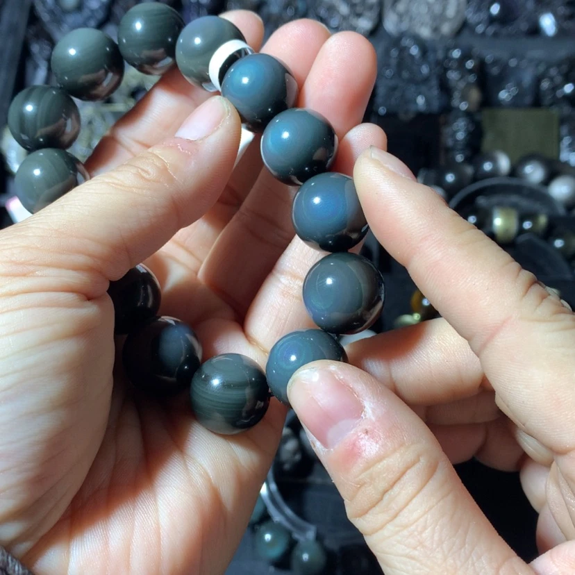 【闪购商品】黑曜岩手串未镶嵌雨**昏