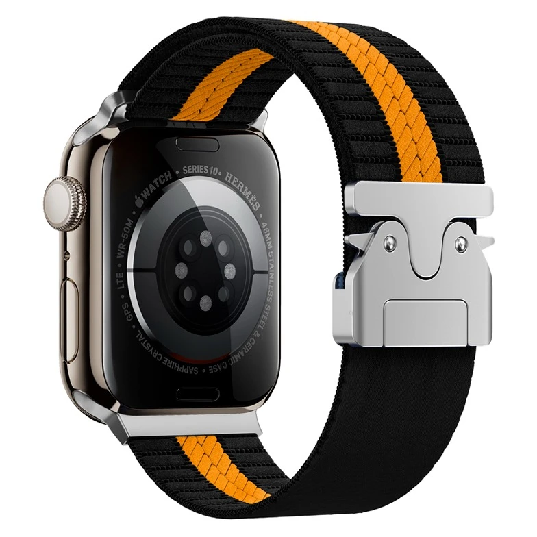 适用iwatch8表带单条纹尼龙伞扣apple watch男款se表带watchS9 45