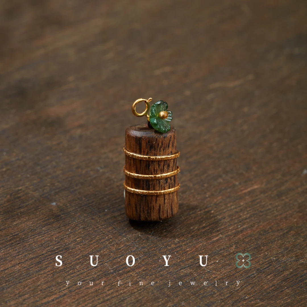 沉香·陌上花【所欲】18k金碧玺|XYGD318070-F-设计吊坠#多样性发一