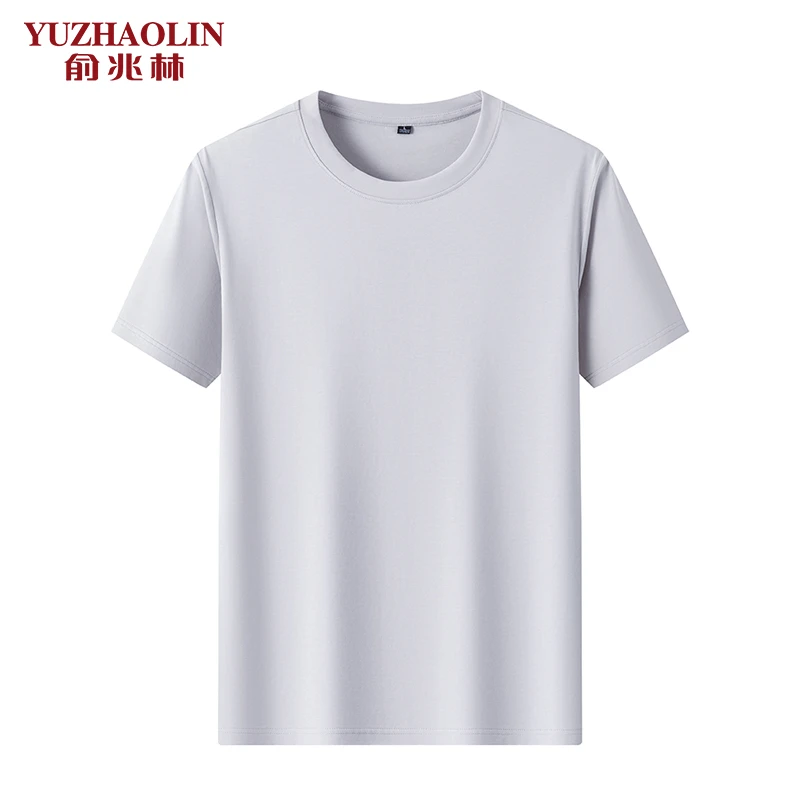 俞兆林灰色短袖T恤男款夏季新款户外休闲薄款透气纯色圆领T恤杉男