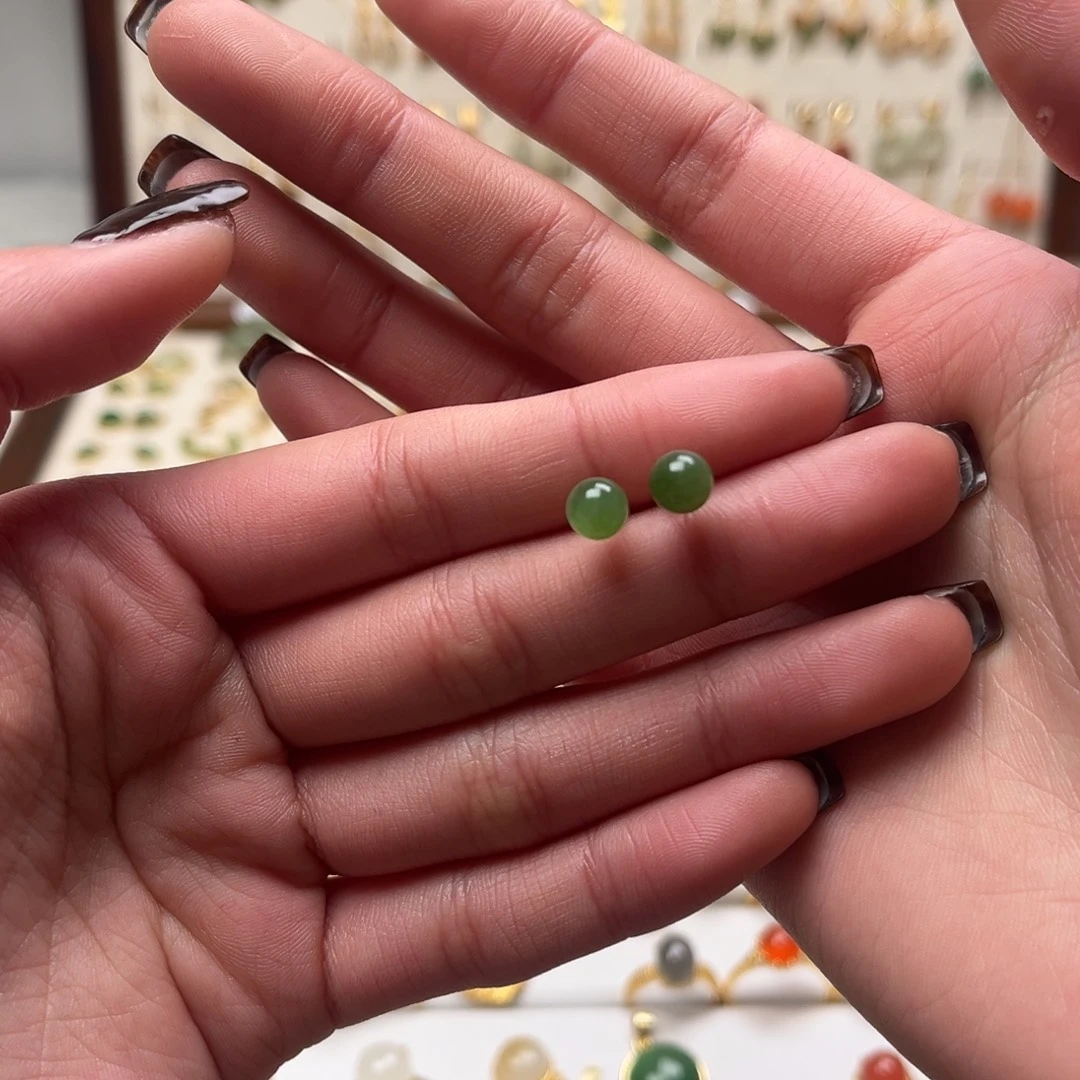 和田玉银S925镀金镶嵌耳坠