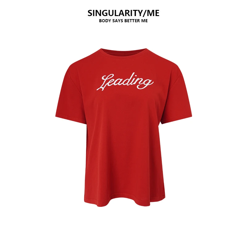 Singularity Me 刺绣字母潮圆领正肩休闲夏季显瘦显白T恤 5A 4031