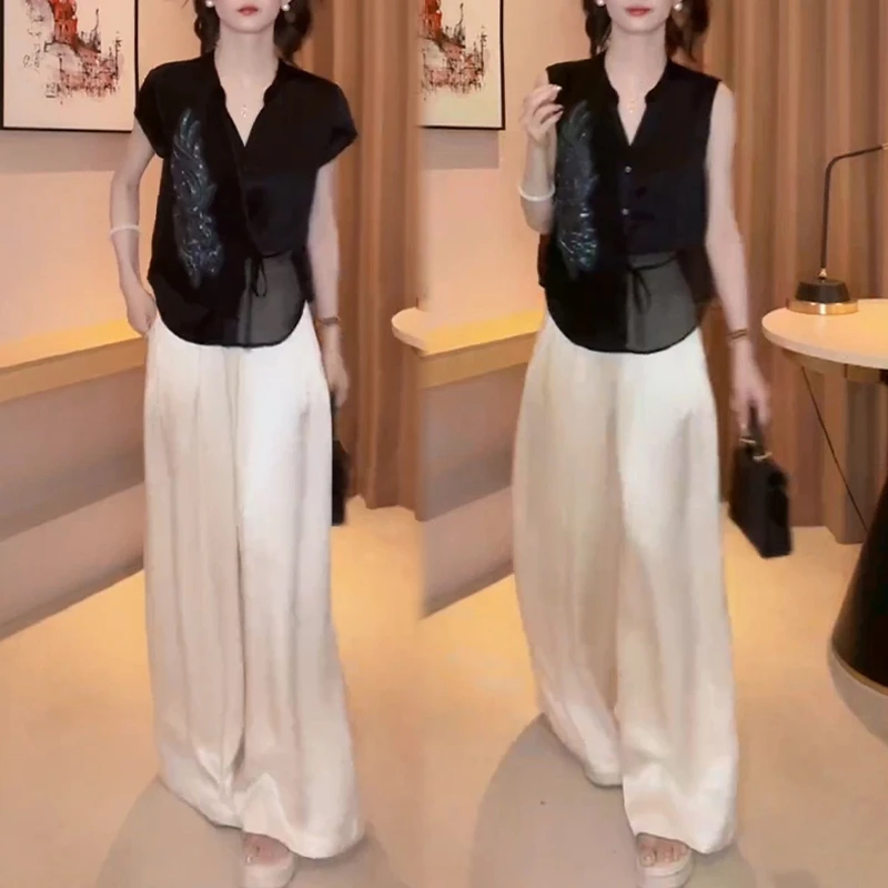 2025夏季新款气质轻熟风无袖T恤女知性风气质优雅洋气小众女装潮