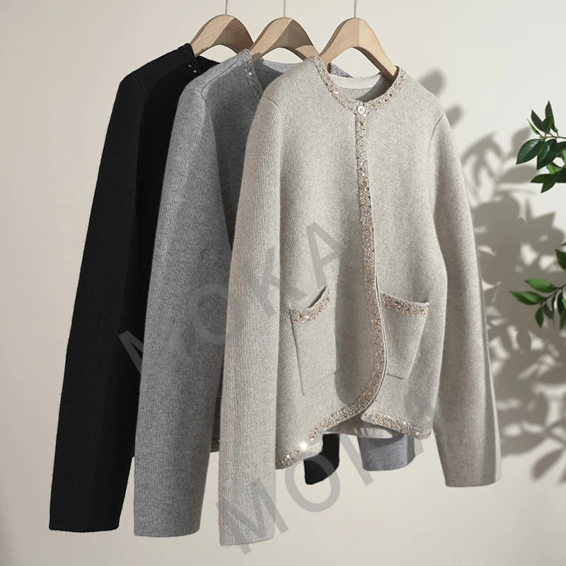 24年新款CL100%羊绒重工底色纯料织女士毛衣（241343）2369