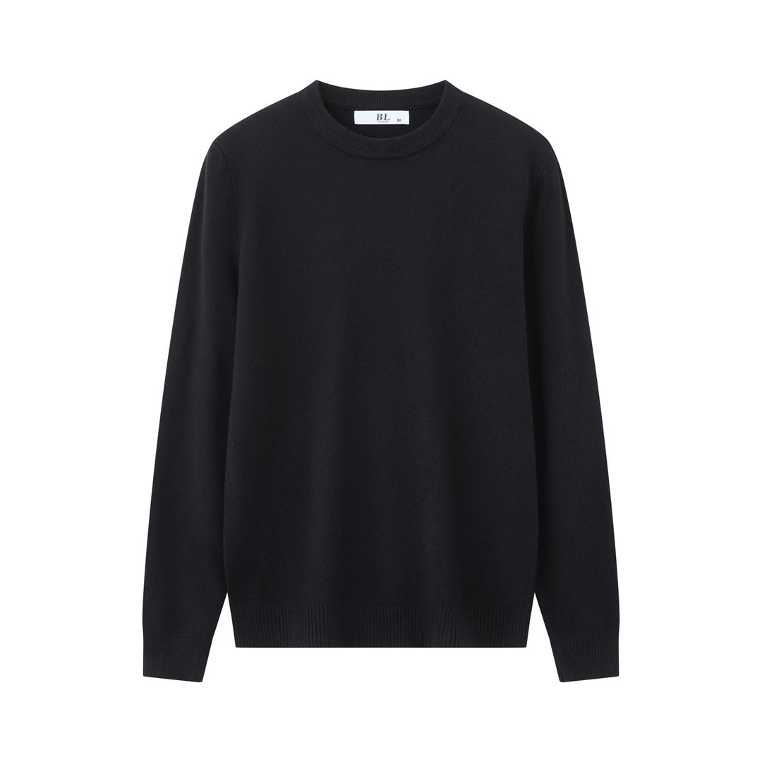 日系简约秋冬季百搭纯色圆领套头毛衣男时尚青年男士针织保暖上衣