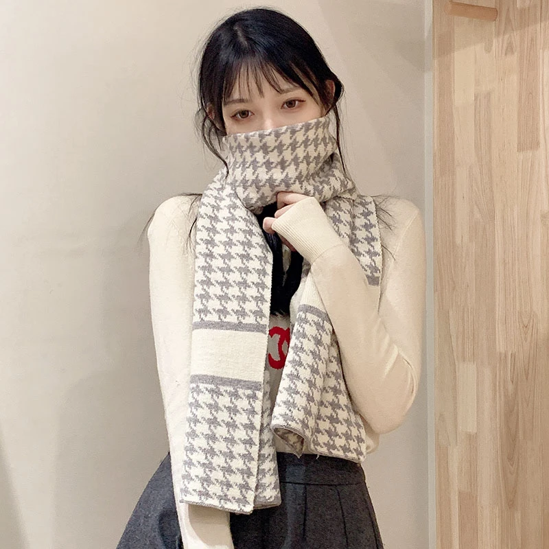 小千鸟格针织款围巾30*120cm