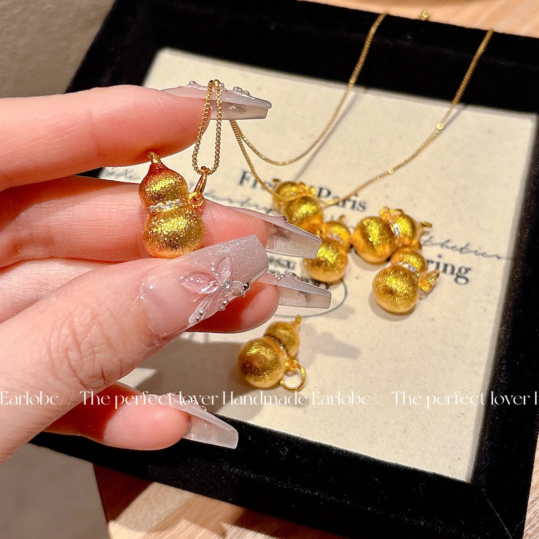 铜合金项链 AL6803 实心拉丝葫芦吊坠项链胖福禄贵气毛衣链