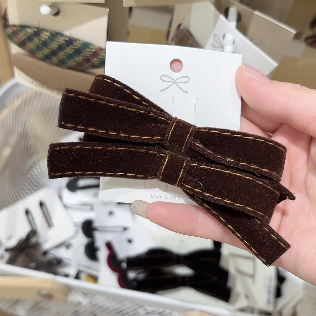 非金属布艺咖色蝴蝶结鸭夹