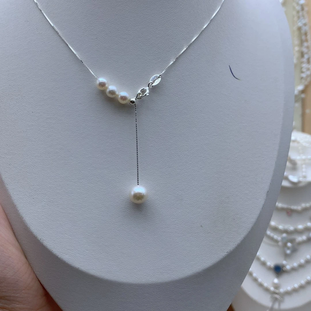淡水珍珠银S925镶嵌颈饰