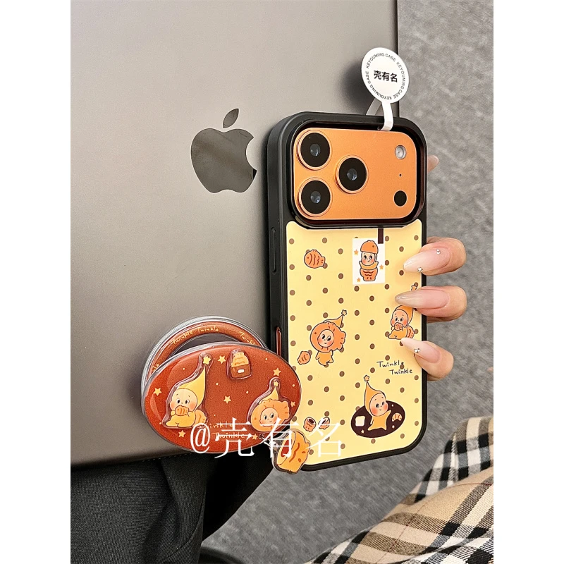 卡通黑框鲷鱼烧星星人磁吸支架适用苹果17手机壳iPhone16/15/14