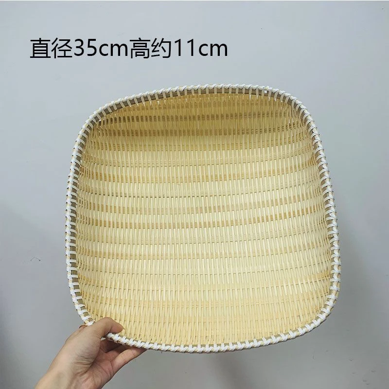 A天然环保方形竹编筐35厘米可用于馒头水果收纳