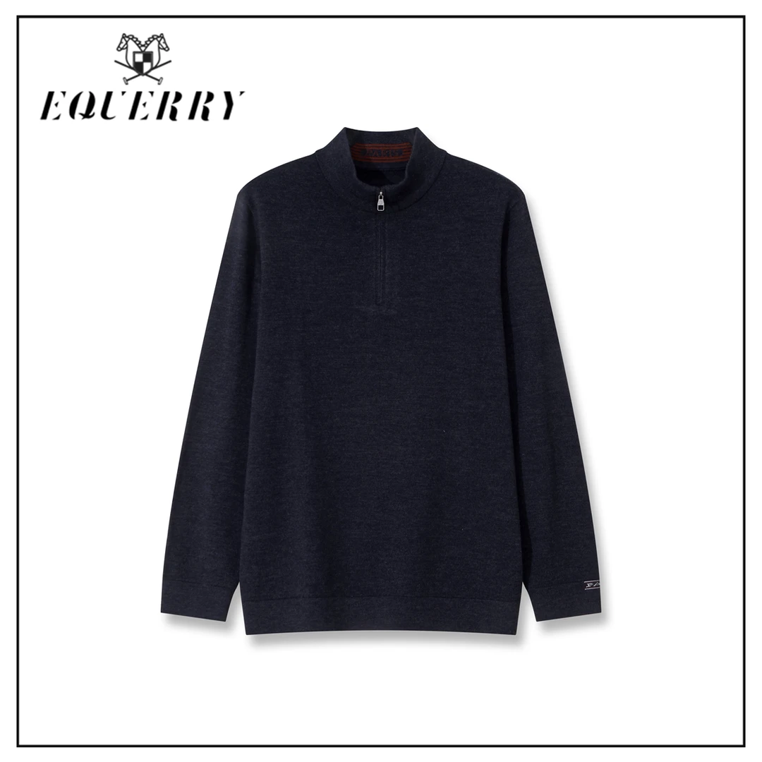 【潘文青补贴】EQ男装长袖休闲通勤绵羊毛山羊绒混纺立领毛衣-M463