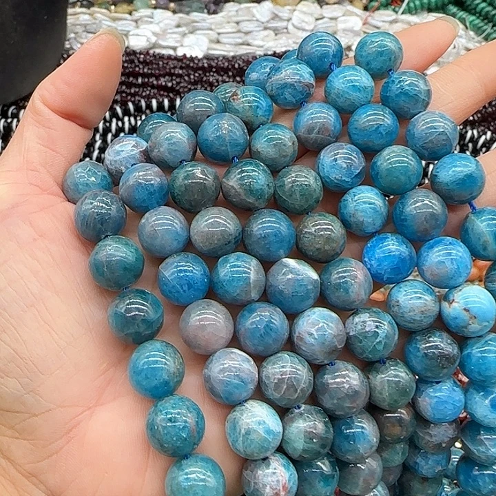 玛瑙/玉髓合金珠宝半成品蓝磷灰带皮料12mm一条01
