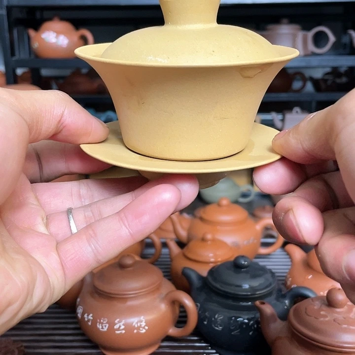 紫砂茶壶笑***路段泥盖碗120cc