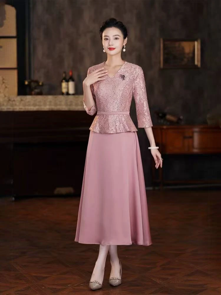 高贵大气气质婚礼妈妈礼服喜婆婆婚宴装连衣裙2025新款