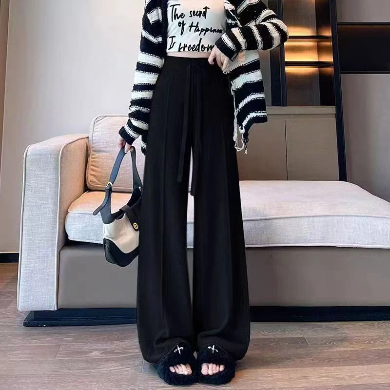 2025秋冬新款复合婴儿绒#高腰垂感显瘦阔腿裤