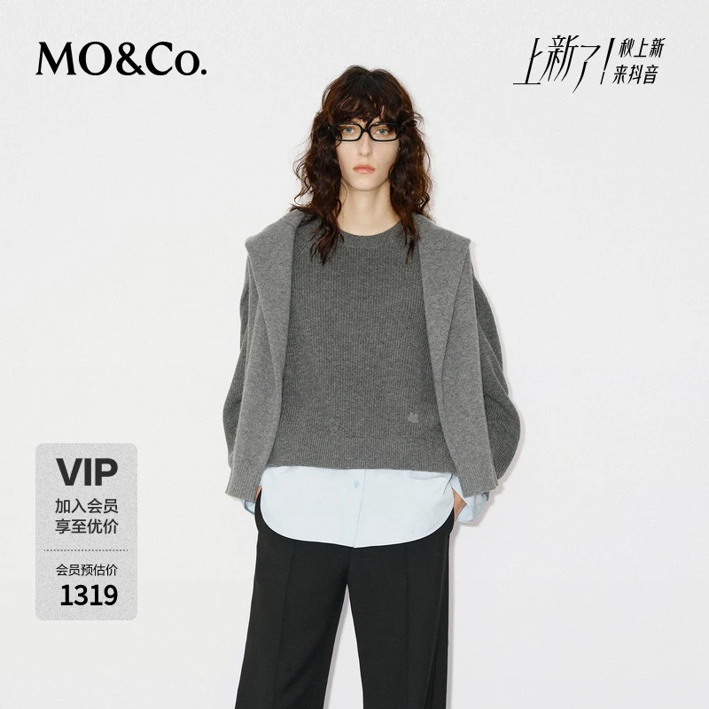 MOCO假两件针织衫冬解构拼接绵羊毛棉质毛衣MBD4SWT046