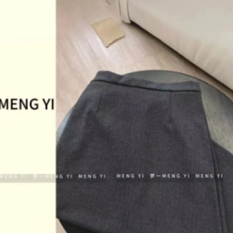 XR-软糯毛呢半松紧腰半裙打底百搭休闲加绒灰色时尚秋冬春夏